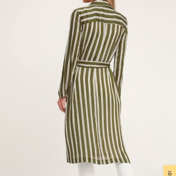 NWOT Cool As Can Be Olive Green Striped Duster - Picture 4 of 8